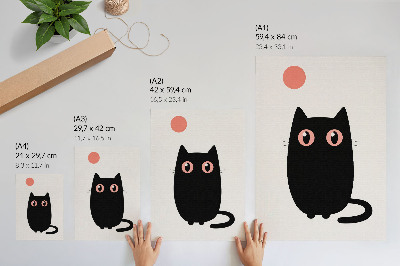 Poster Zwarte kat met roze ogen op een witte achtergrond