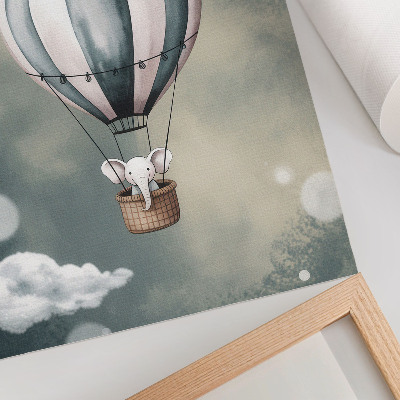 Wandposter Ballon met wolken in delicate grijstinten