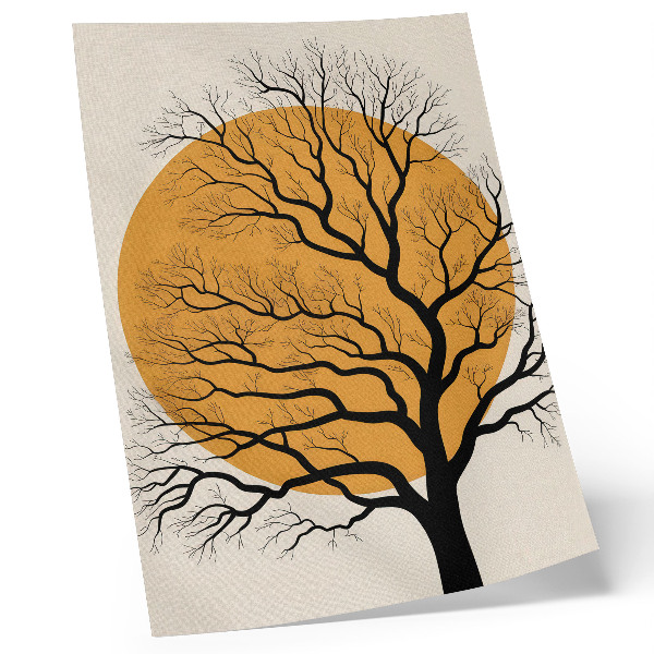 Wandposter Een minimalistische boom op een oranje achtergrond.