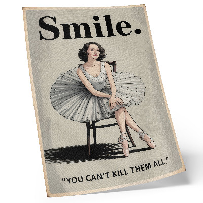 Poster Ballerina in een tule jurk met zwarte letters nostalgie