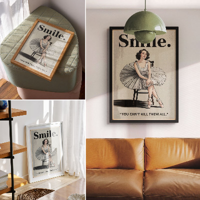 Poster Ballerina in een tule jurk met zwarte letters nostalgie