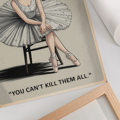 Poster Ballerina in een tule jurk met zwarte letters nostalgie