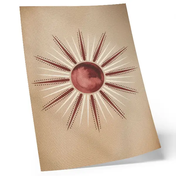 Wandposter met zonnemotief in warme boho-stijl