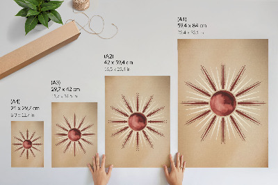Wandposter Boho-stijl, stralende zon, warme tinten
