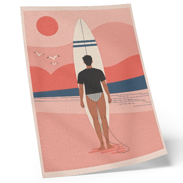 Wandposter Surfplank strand zee rust ontspanning