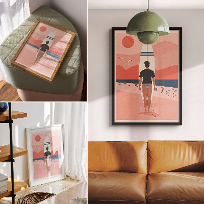 Wandposter Surfplank strand zee rust ontspanning