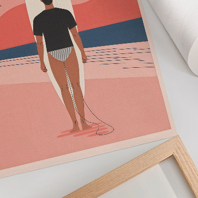 Wandposter Surfplank strand zee rust ontspanning
