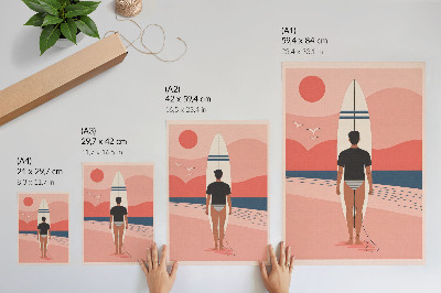 Wandposter Surfplank strand zee rust ontspanning