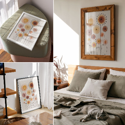 Poster Pastelkleurige paardenbloemen, moderne stijl, verfijnd