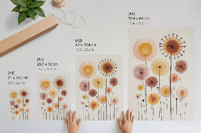 Poster Pastelkleurige paardenbloemen, moderne stijl, verfijnd