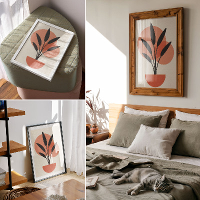 Decoratieve poster Abstracte geometrische bladeren op een beige achtergrond
