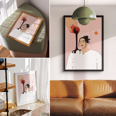 Wandposter Een minimalistische figuur onder een donkere beek.