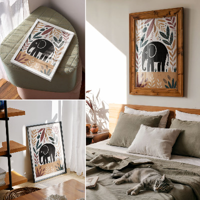 Poster Olifant tussen de bladeren, elegantie van de natuur, eenvoud