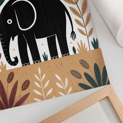 Poster olifant tussen de bladeren, een elegante en eenvoudige natuurweergave