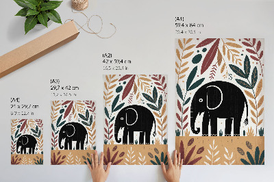 Poster Olifant tussen de bladeren, elegantie van de natuur, eenvoud