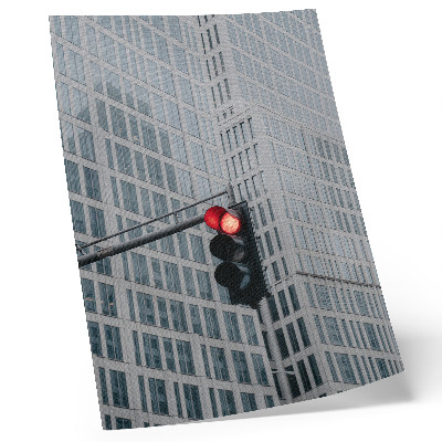 Wandposter Hoge glazen wolkenkrabbers in intens rood