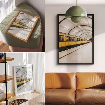 Decoratieve poster met modern metrodessin met vloeiende dynamische lijnen