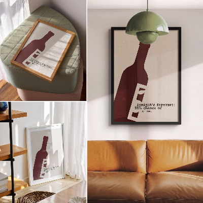Poster Minimalistische afbeeldingen in bordeauxrode tinten.