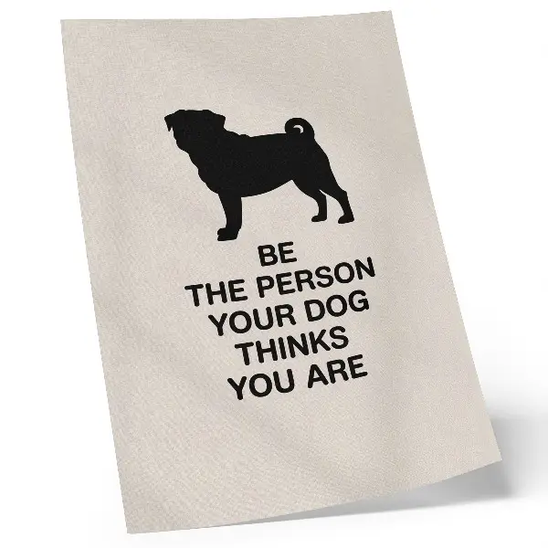 Decoratieve poster met motivatie en een hond