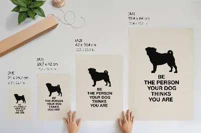 Decoratieve poster met motivatie en een hond