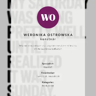 Wandposter met humoristische typografie in hoog contrast