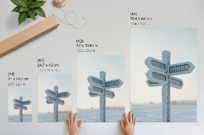 Decoratieve poster Met sneeuw bedekt richtingaanwijzer winterse minimalistische stijl