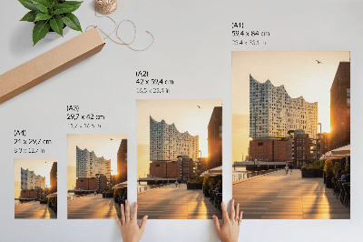 Decoratieve poster Elegantie van een zonsondergang in een stedelijk landschap.