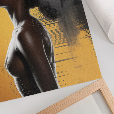 Poster Stijlvolle vrouwfiguur in geel en zwart contrast
