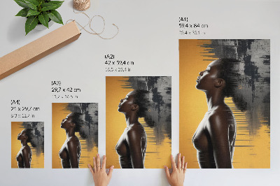 Poster Stijlvolle vrouwfiguur in geel en zwart contrast
