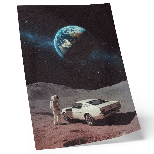 Decoratieve poster Astronaut op de maan auto Aarde sterren