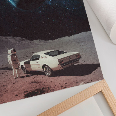 Decoratieve poster Astronaut op de maan auto Aarde sterren