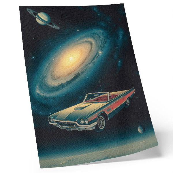 Wandposter Een auto in de ruimte is een fantastische combinatie.