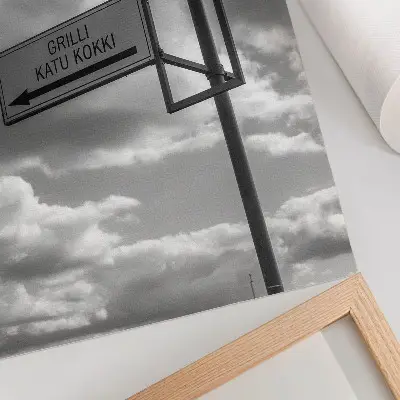 Decoratieve poster zwart-wit poster met moderne verkeersbordwolken
