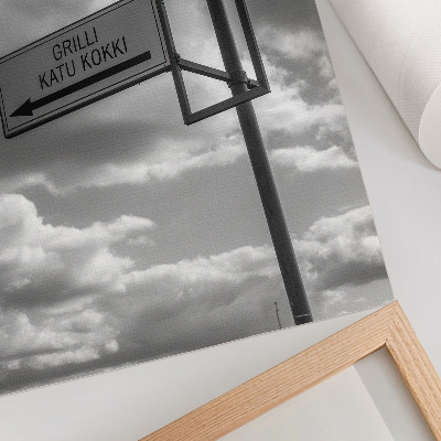 Decoratieve poster Zwart-wit verkeersbordwolken moderniteit