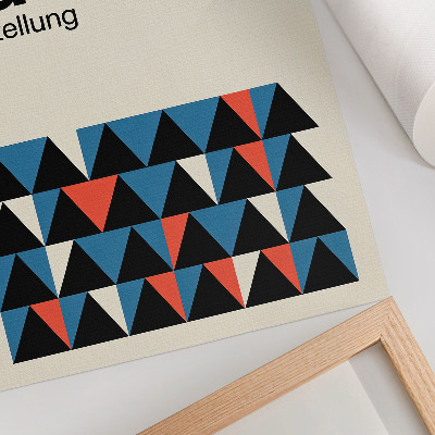 Wandposter Bauhaus-achtige grafische elementen met een oranje accent.