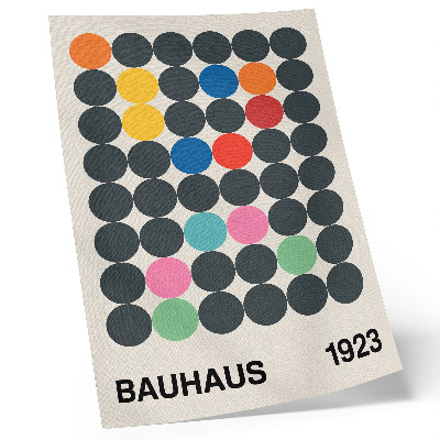 Decoratieve poster Geometrische zwarte cirkels, levendige kleuren, Bauhaus-inspiratie.