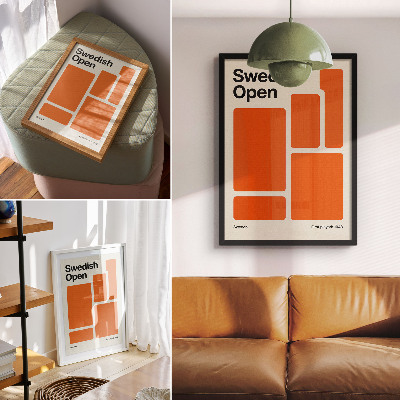 Wandposter Oranje rechthoeken op een crèmekleurige achtergrond