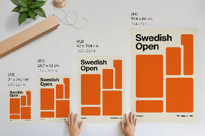 Wandposter Oranje rechthoeken op een crèmekleurige achtergrond