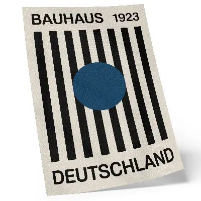 Decoratieve poster met zwarte lijnen op een beige achtergrond in marineblauw voor een moderne uitstraling