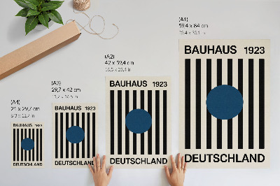 Decoratieve poster Zwarte lijnen, beige achtergrond, marineblauw, moderne uitstraling