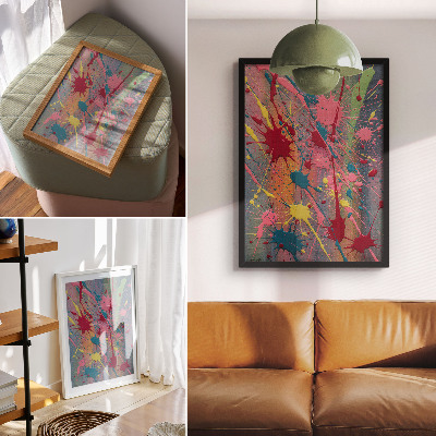 Poster Vlekken in de kleuren geel, roze en turkoois.