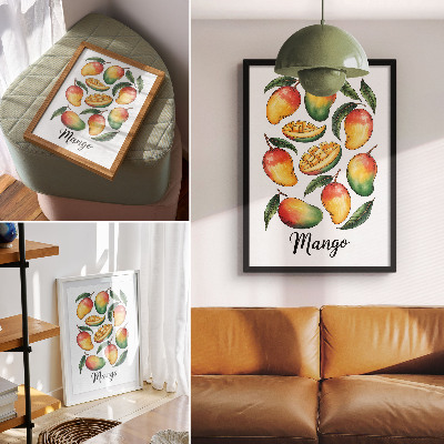 Decoratieve poster Illustratiestijl van exotische mango-groene bladeren