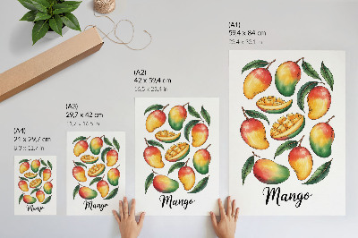 Decoratieve poster Illustratiestijl van exotische mango-groene bladeren