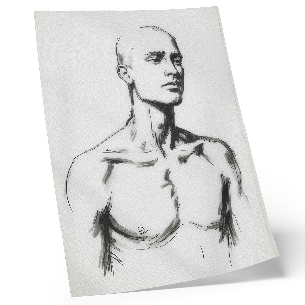Wandposter Zwart-wit tekening van een mannenfiguur