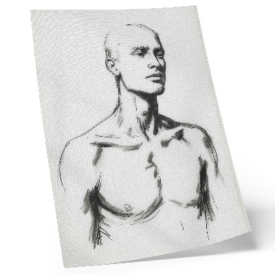 Wandposter Zwart-wit tekening van een mannenfiguur