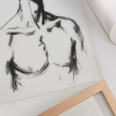 Wandposter Zwart-wit tekening van een mannenfiguur