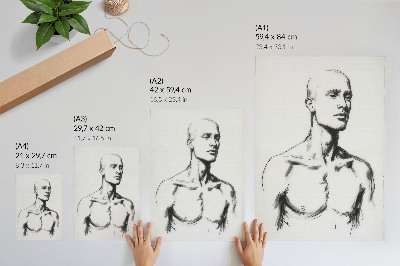 Wandposter Zwart-wit tekening van een mannenfiguur