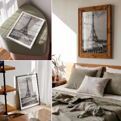 Decoratieve poster elegante Eiffeltoren in grijs met een modern perspectief