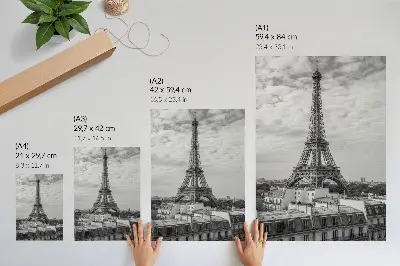 Decoratieve poster elegante Eiffeltoren in grijs met een modern perspectief