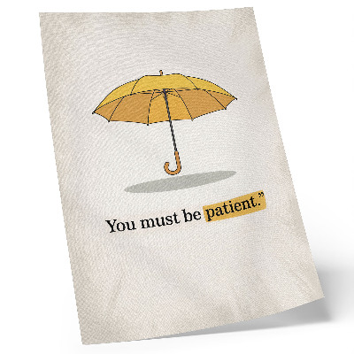 Wandposter Gele paraplu, crèmekleurige achtergrond, minimalistisch design